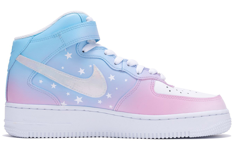 Order [カスタムシューズ] ナイキ エアフォース 1 ミッド '07 'ホワイト-ブルー-ピンクスター' CW2289-111(Team11-男款星星蓝粉)