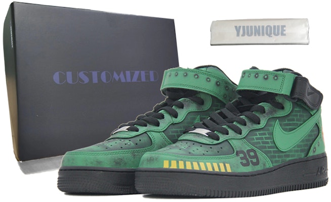 【客製化球鞋】 Nike Air Force 1 Mid Black 復古 拼接 特殊鞋盒 高筒 板鞋 男女款 軍綠色 Buy 【客製化球鞋】 Nike Air Force 1 Mid Black 復古 拼接 特殊鞋盒 高筒 板鞋 男女款 軍綠色