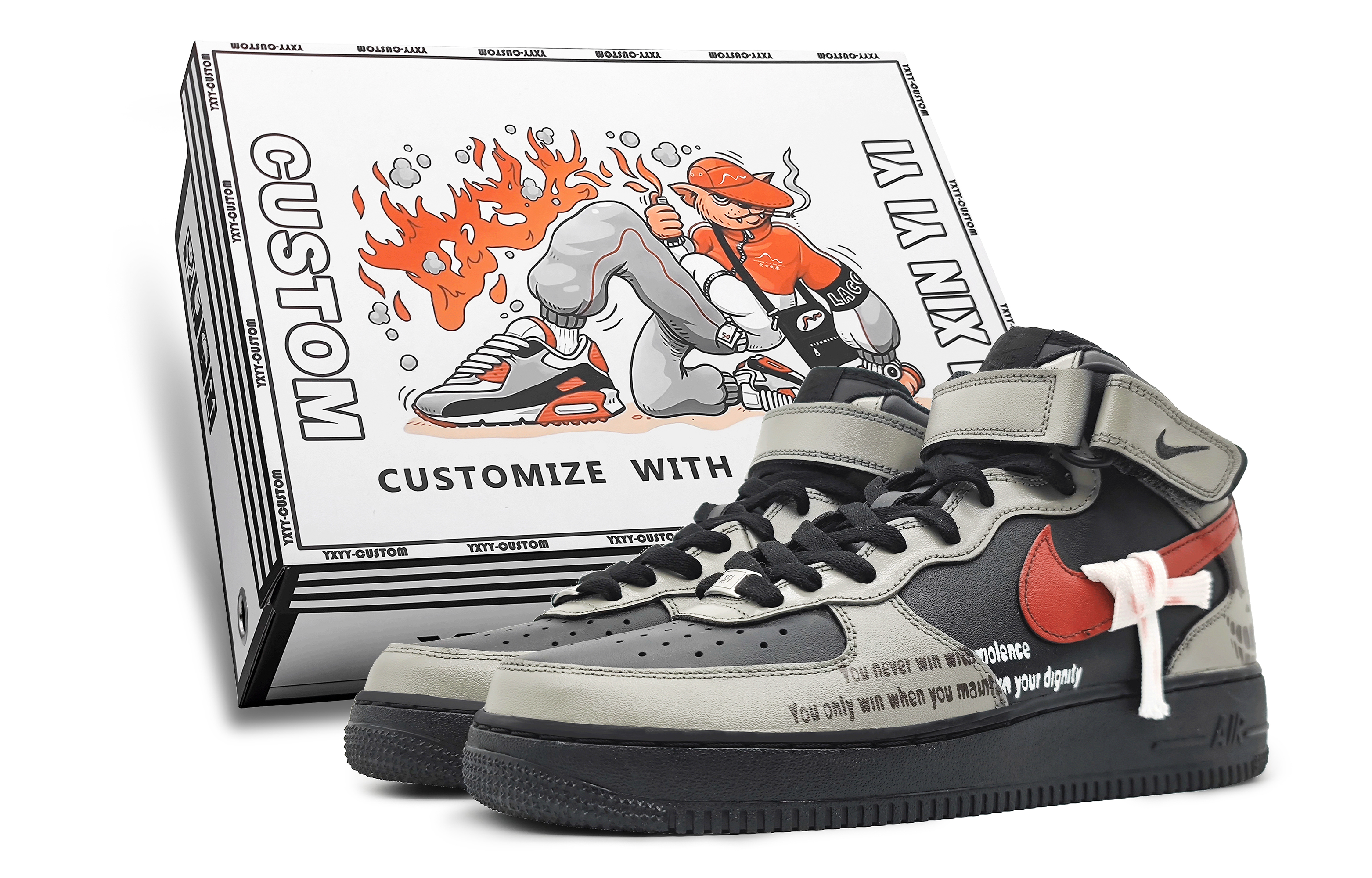 Buy [定制鞋] 耐克空军1号中帮 '黑色武士绷带' CW2289-001-485244