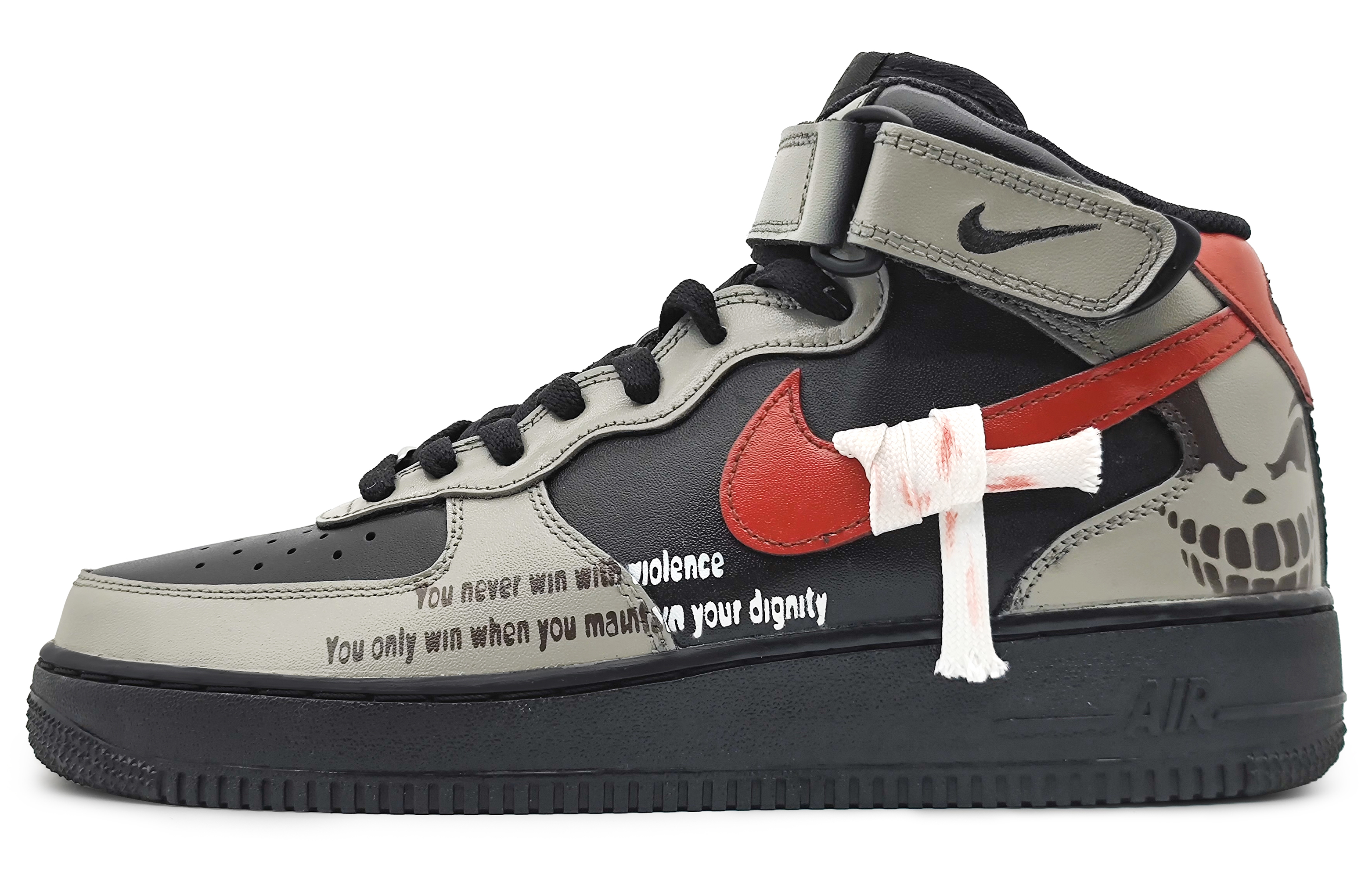 Order [定制鞋] 耐克空军1号中帮 '黑色武士绷带' CW2289-001-485244