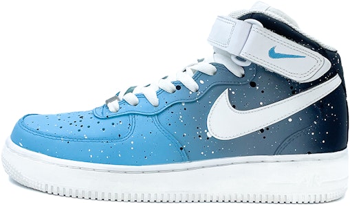 【定製球鞋】Nike Air Force 1 Mid 噴墨 漸層 藍色星空 噴繪 中筒 板鞋 男款 藍黑 Buy 【定製球鞋】Nike Air Force 1 Mid 噴墨 漸層 藍色星空 噴繪 中筒 板鞋 男款 藍黑