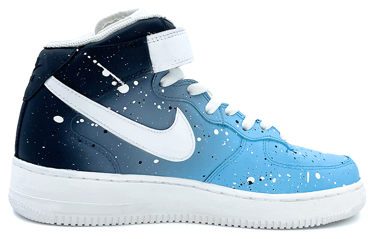 Order [Sneakers Kustom] Nike Air Force 1 Mid 'Galaksi Gradasi Biru Hitam' CW2289-111(Team91-蓝黑渐变A012)