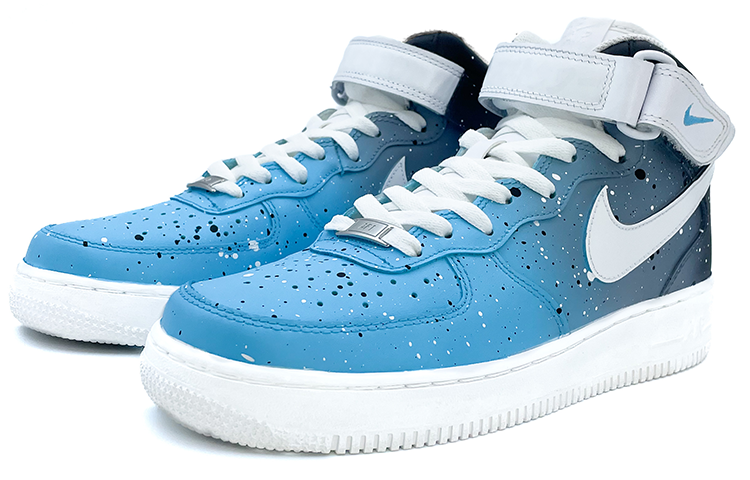 Lookbook [Sneakers Kustom] Nike Air Force 1 Mid 'Galaksi Gradasi Biru Hitam' CW2289-111(Team91-蓝黑渐变A012)