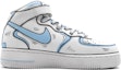 Order 【客製化球鞋】 Nike Air Force 1 Mid 動感二次元 手繪結構線 墨線 中幫 板鞋 GS 藍灰