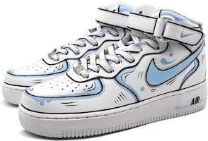 【客製化球鞋】 Nike Air Force 1 Mid 動感二次元 手繪結構線 墨線 中幫 板鞋 GS 藍灰 Lookbook 【客製化球鞋】 Nike Air Force 1 Mid 動感二次元 手繪結構線 墨線 中幫 板鞋 GS 藍灰