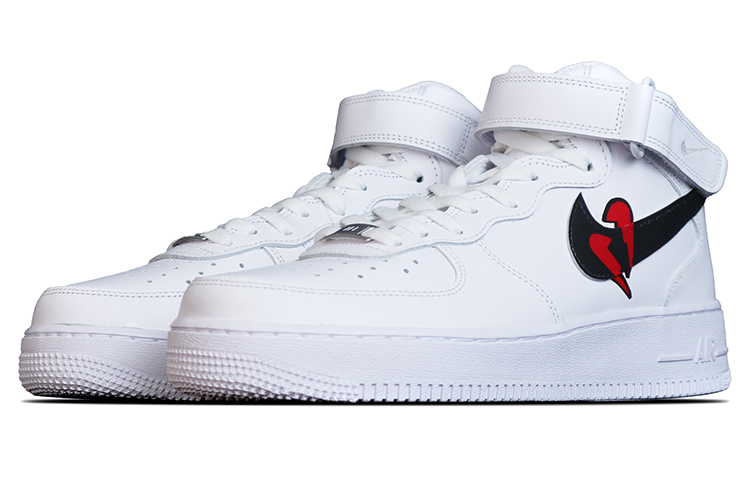 Lookbook [Sepatu Kustom] Nike Air Force 1 Mid 'Grafiti Hati Patah' CW2289-111(Team拾捌-男款碎心Swoosh)