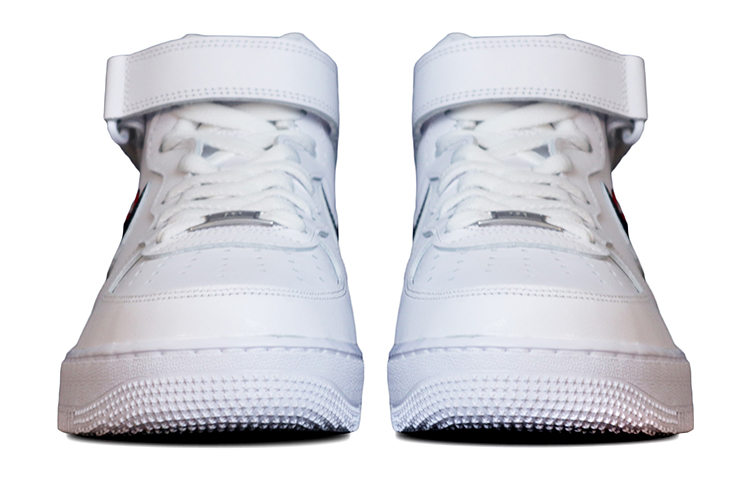 Shop [Sepatu Kustom] Nike Air Force 1 Mid 'Grafiti Hati Patah' CW2289-111(Team拾捌-男款碎心Swoosh)