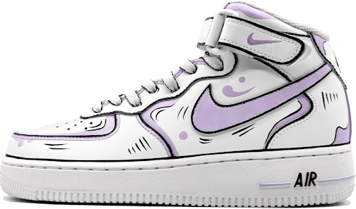 【定制球鞋】Nike Air Force 1 Mid 動感二次元 手繪結構線 墨線 中幫 板鞋 男款 紫灰 Buy 【定制球鞋】Nike Air Force 1 Mid 動感二次元 手繪結構線 墨線 中幫 板鞋 男款 紫灰