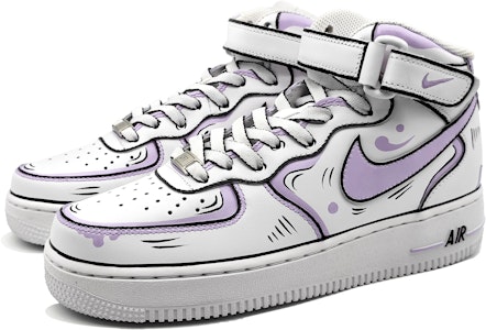 【定制球鞋】Nike Air Force 1 Mid 動感二次元 手繪結構線 墨線 中幫 板鞋 男款 紫灰 Lookbook 【定制球鞋】Nike Air Force 1 Mid 動感二次元 手繪結構線 墨線 中幫 板鞋 男款 紫灰