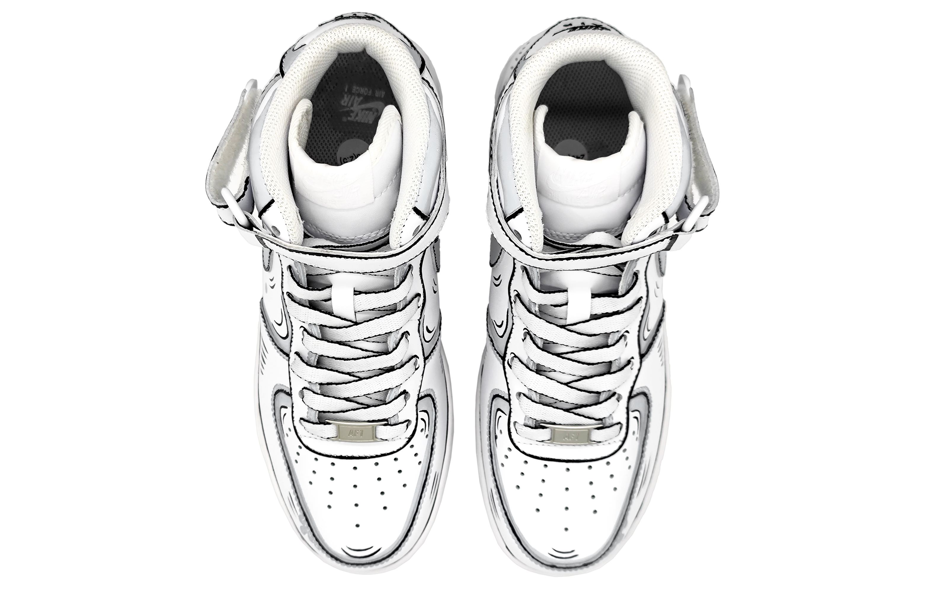 Shop [Sepatu Kustom] Nike Air Force 1 Mid 'Hitam Abu-Abu Dinamis' CW2289-111(Team16-男款动感二次元黑灰)