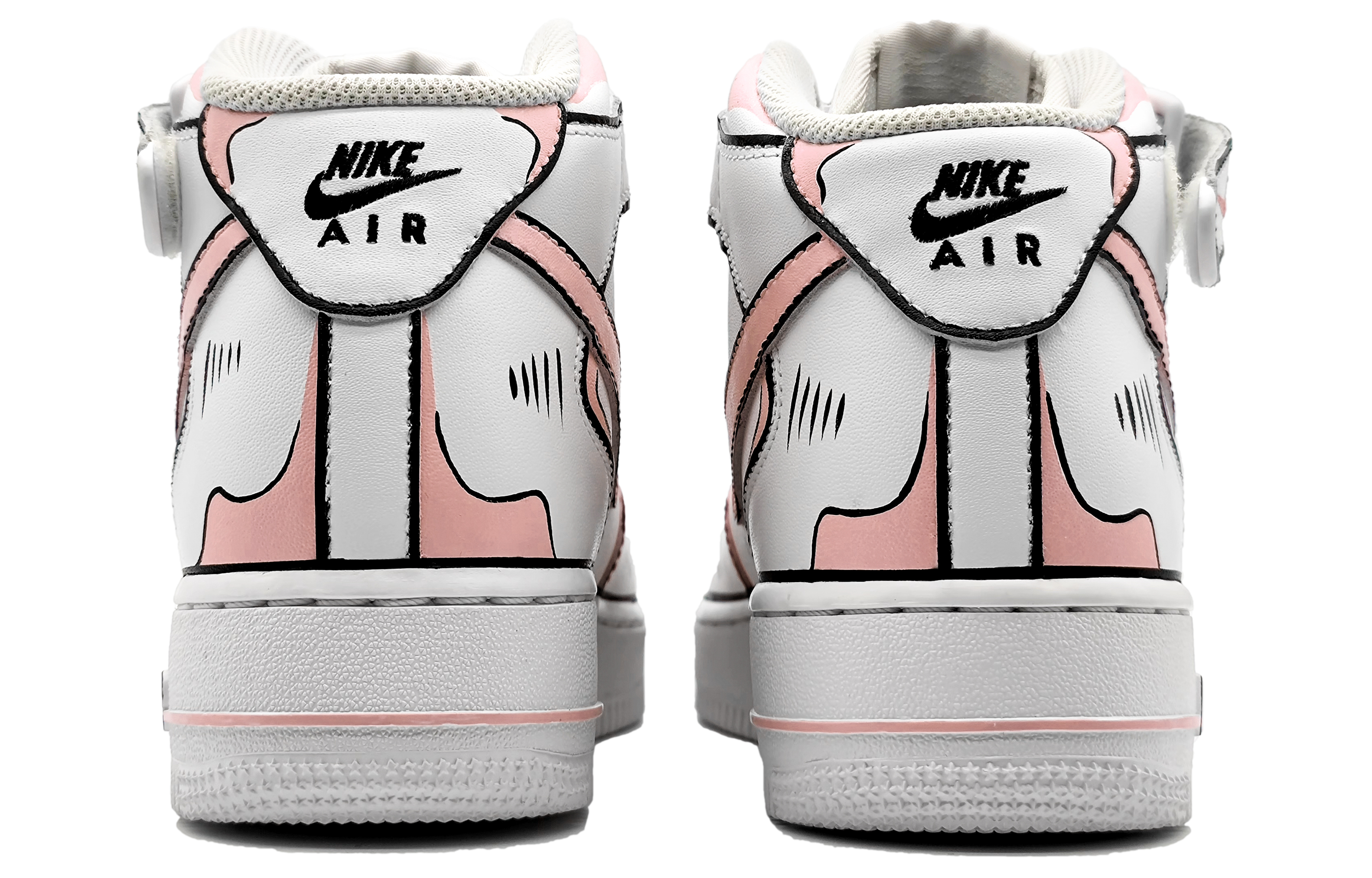 Purchase ナイキ AF1 ミッド カスタム「ピンク灰スケッチ」 CW2289-111(Team16-男款动感二次元粉灰)