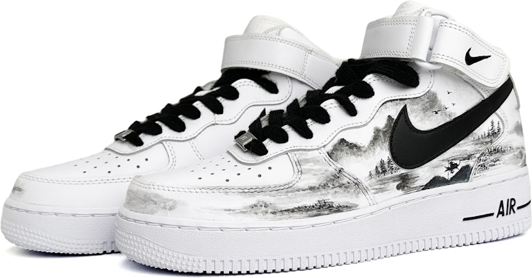 나이키 에어포스1 미드 '수묵화' (Nike AF1 미드 '수묵화') CW2289-111(Team11-水墨山水男款白黑) Lookbook 나이키 에어포스1 미드 '수묵화' (Nike AF1 미드 '수묵화') CW2289-111(Team11-水墨山水男款白黑)