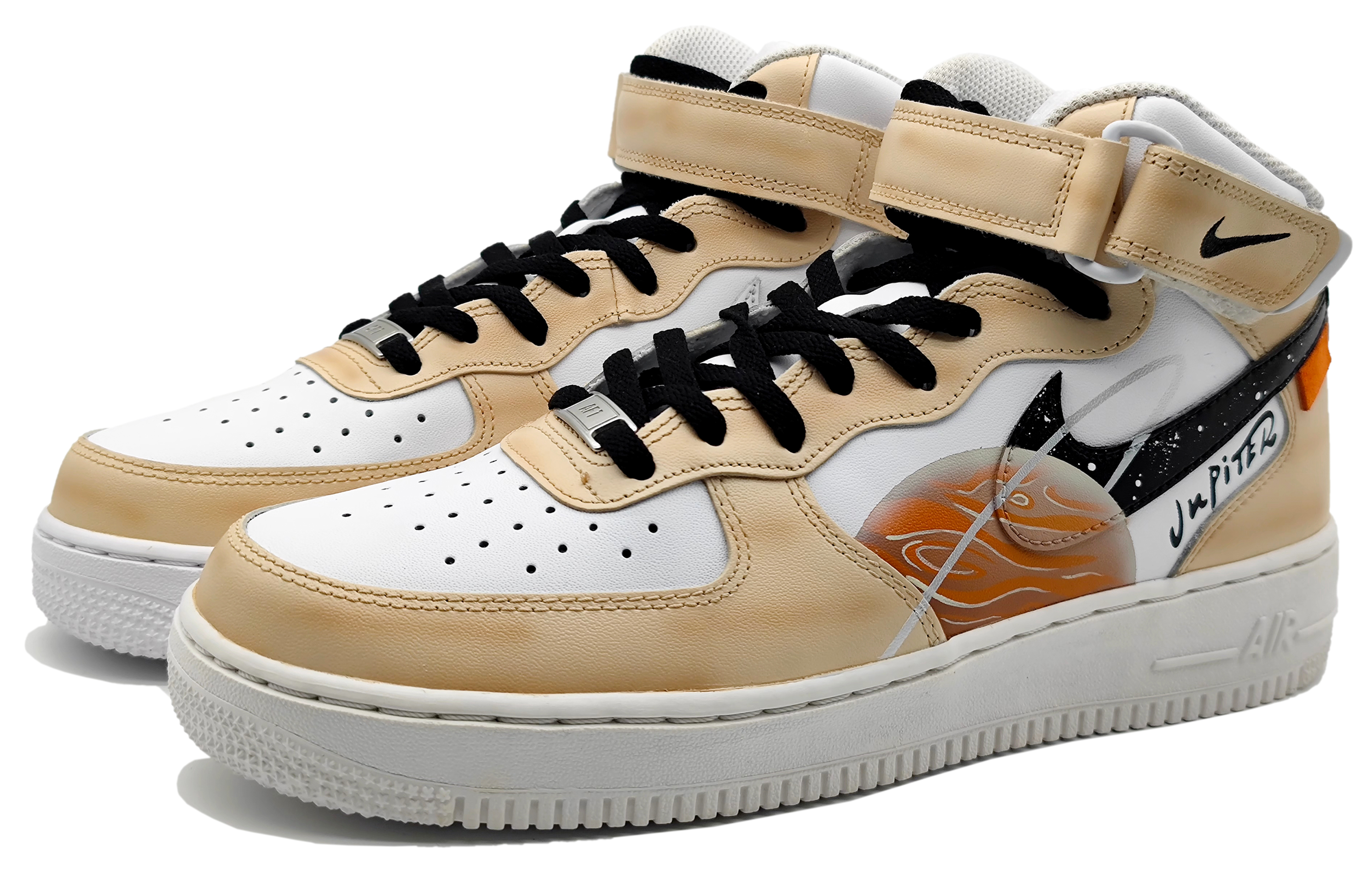 Shop ナイキ AF1 ミッド "ジュピターシルバーリング" (Nike AF1 Mid "Jupiter Silver Rings") CW2289-111(Team16-男款星球系列木星主题)