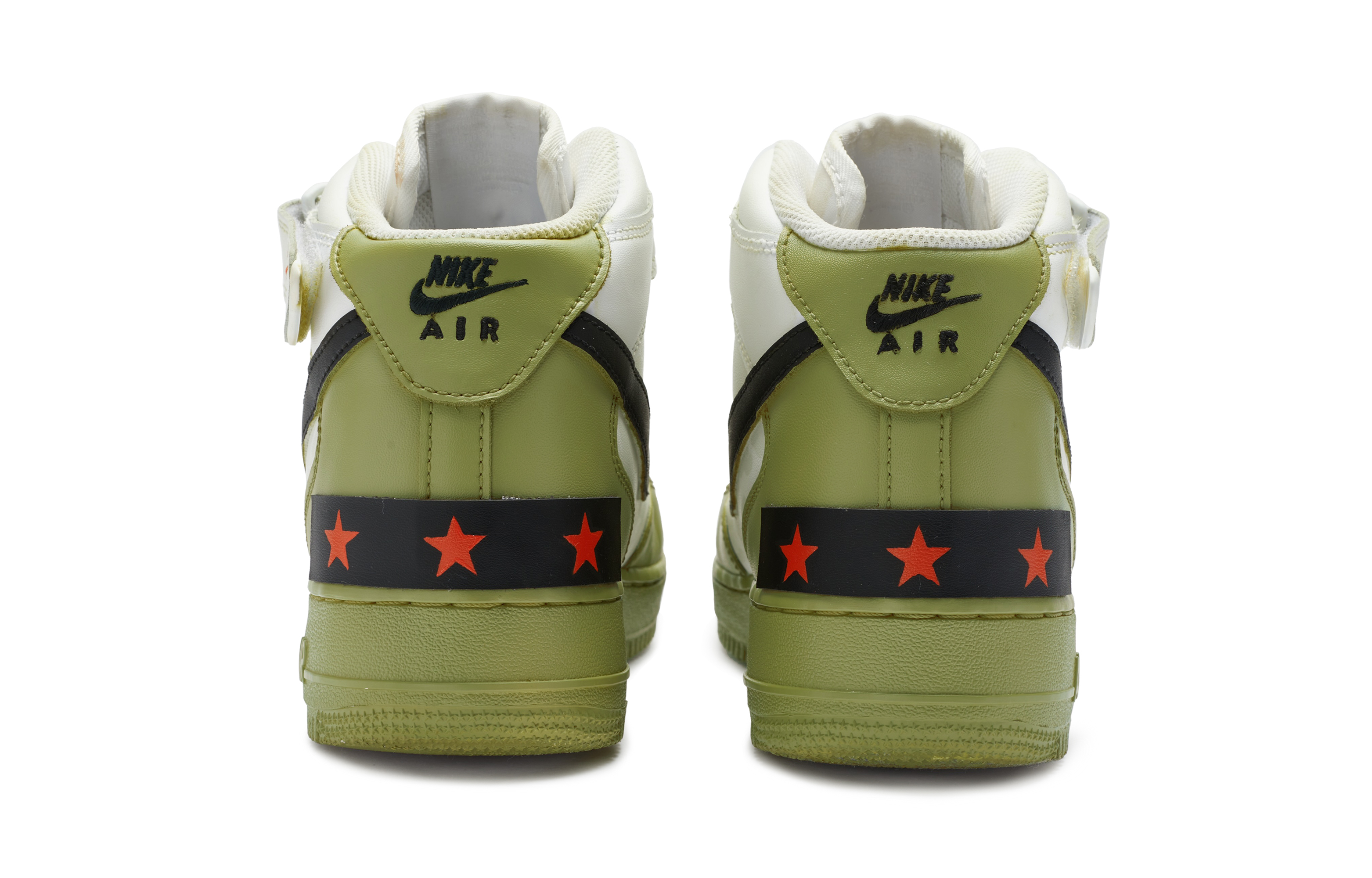 Shop [Sepatu Kustom] Nike Air Force 1 Mid 'Hijau Militer dan Putih Kustom' DH2933-111-444092