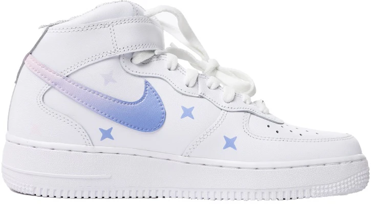 【訂製球鞋】 Nike Air Force 1 Mid 空軍一號 璀璨星黎 滿天星河 神秘星空 中幫 板鞋 男款 白藍 Order 【訂製球鞋】 Nike Air Force 1 Mid 空軍一號 璀璨星黎 滿天星河 神秘星空 中幫 板鞋 男款 白藍