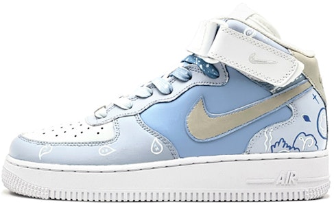 【訂製球鞋】Nike Air Force 1 Mid 空軍一號 校園風 腰果花 中幫 板鞋 男款 藍白 Buy 【訂製球鞋】Nike Air Force 1 Mid 空軍一號 校園風 腰果花 中幫 板鞋 男款 藍白