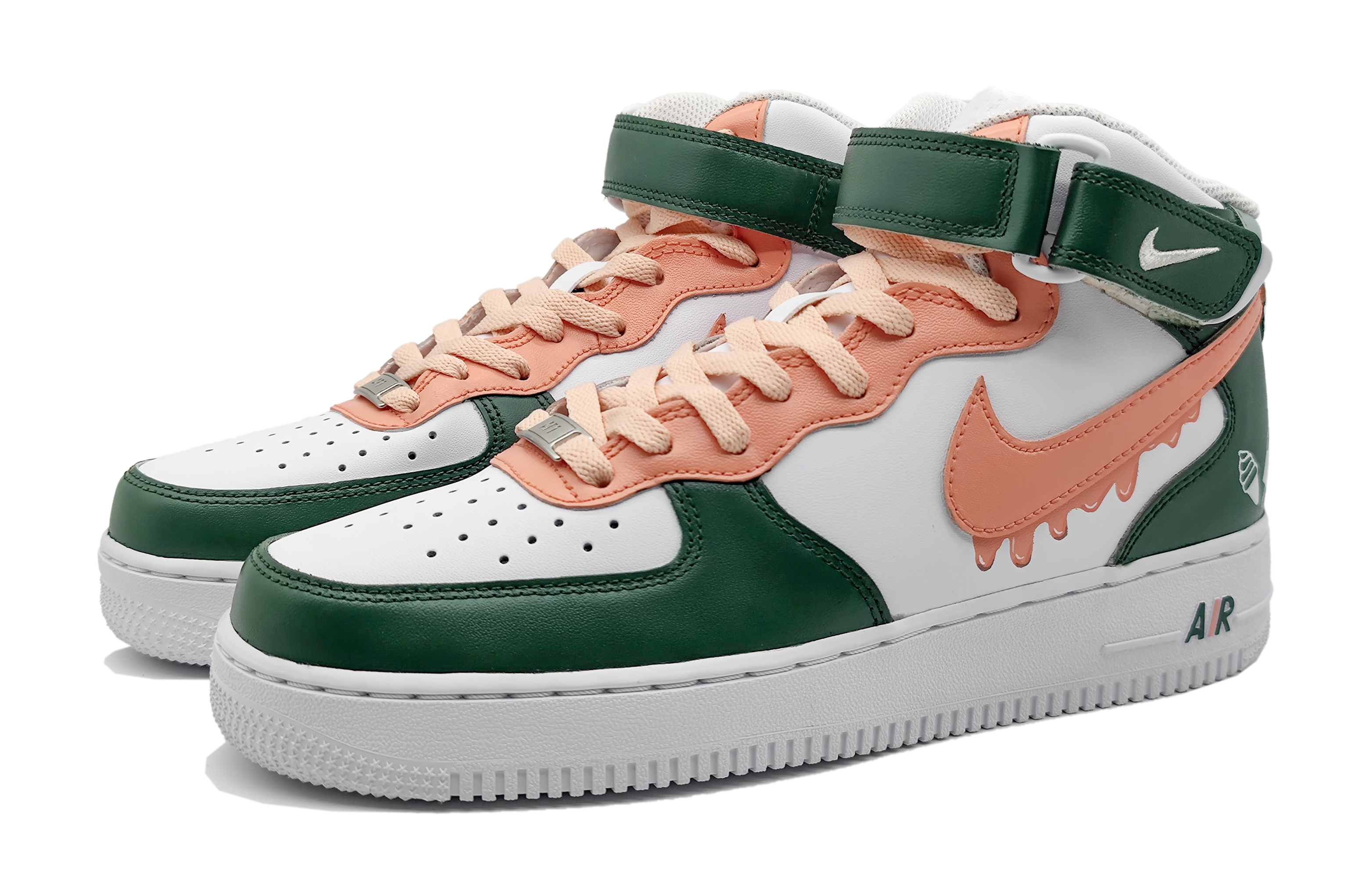 Lookbook 나이키 에어포스1 미드 '핑크 크림 말차' (커스텀) DH2933-111(Team16-女款奶油冰淇淋)