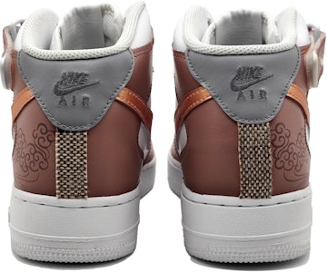 【客製化球鞋】Nike Air Force 1 Mid LE 空軍一號 復古布貼 祥云圖騰 玫瑰金勾 中筒 休閒鞋 GS 紅棕 Purchase 【客製化球鞋】Nike Air Force 1 Mid LE 空軍一號 復古布貼 祥云圖騰 玫瑰金勾 中筒 休閒鞋 GS 紅棕