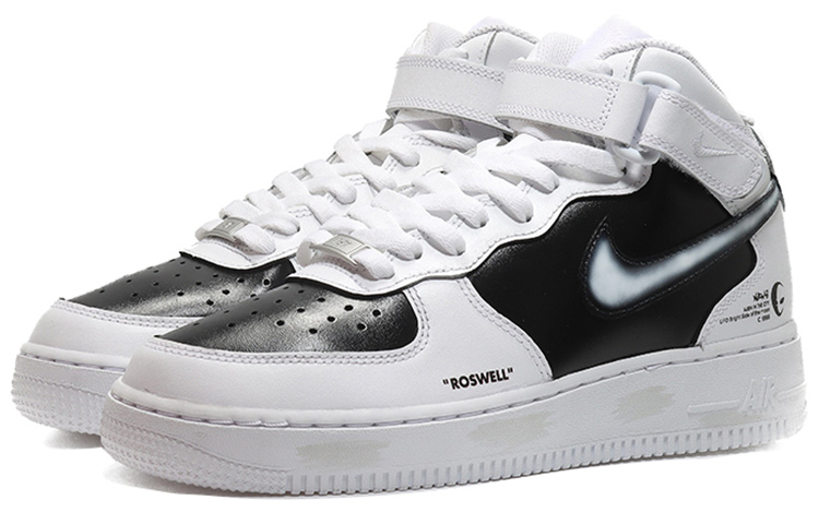 Lookbook カスタムAF1ミッド「ロズウェル事件」白黒 CW2289-111(Team10-外星人男黑白)