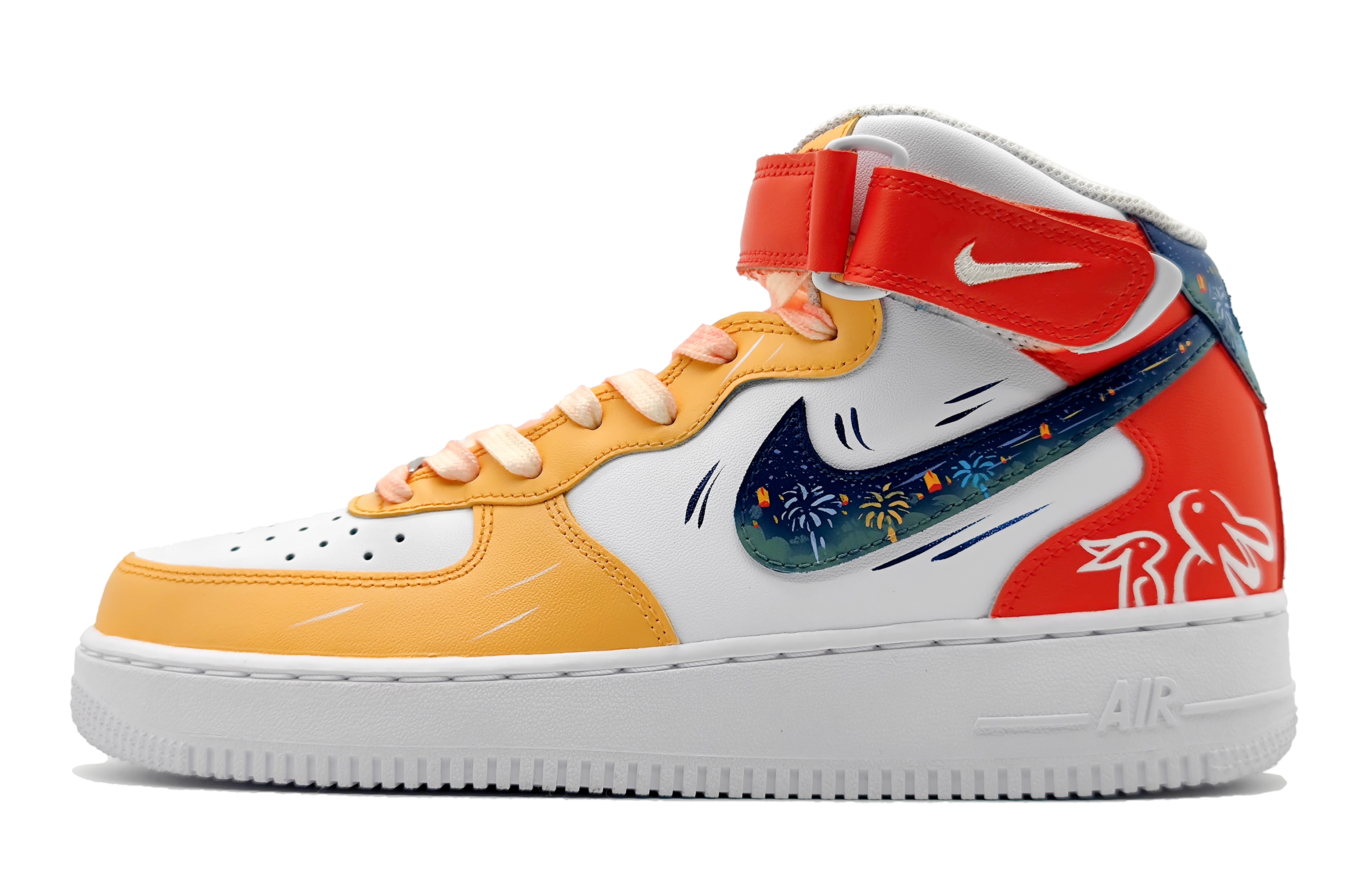 Buy [Kasut Custom] Nike Air Force 1 Mid 'Bunga Api Menonton Bintang' DH2933-111(Team16-女款万家灯火红黄)