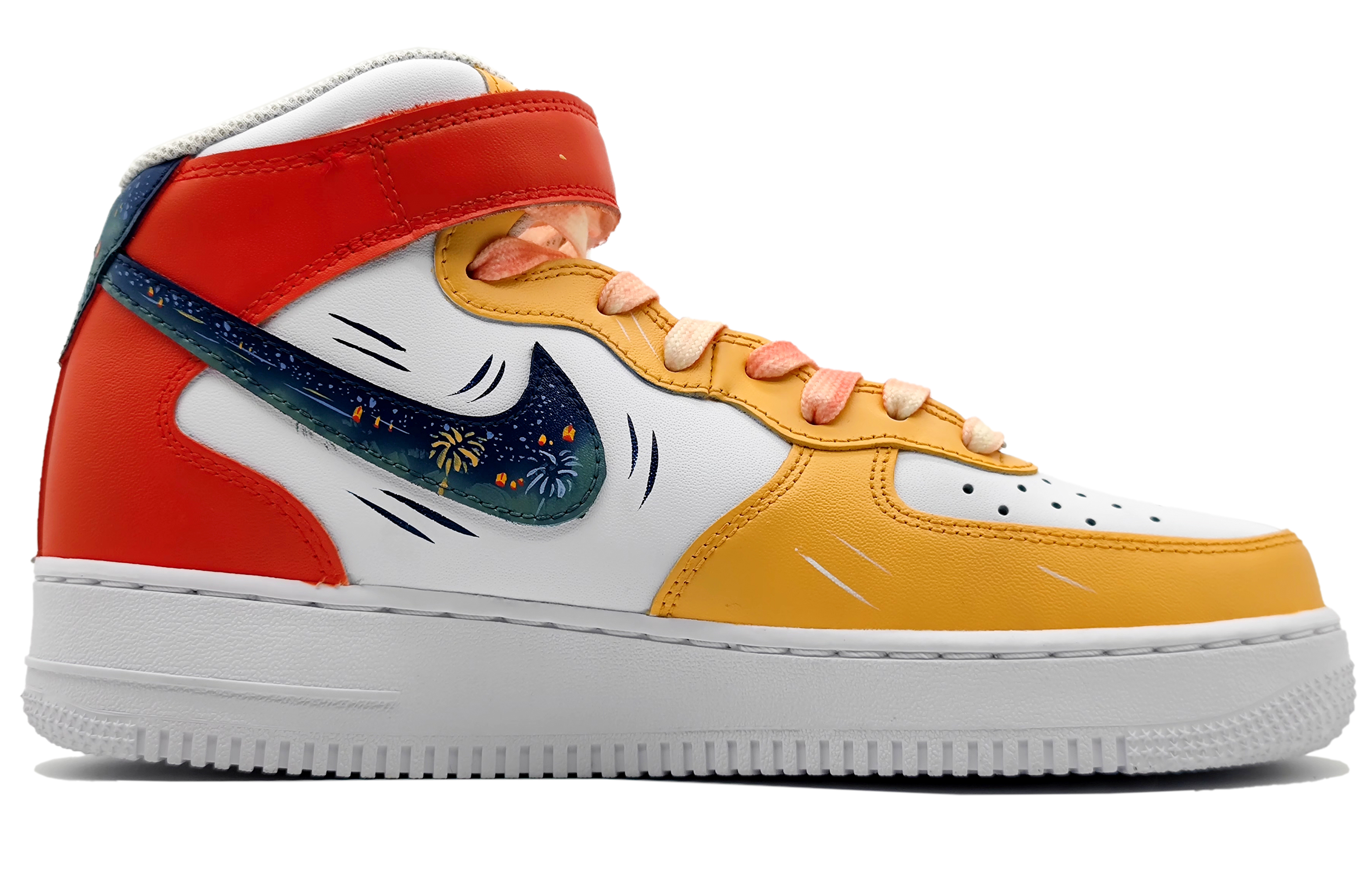 Order 나이키 에어포스1 미드 '별빛 폭죽 레드' (Nike AF1 미드 '별빛 폭죽 레드' is shorter) CW2289-111(Team16-男款万家灯火红黄)