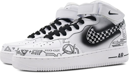 나이키 에어포스1 미드 '테크 체커보드 흑백' (커스텀) CW2289-111(Team8-男款科技风黑白) Lookbook 나이키 에어포스1 미드 '테크 체커보드 흑백' (커스텀) CW2289-111(Team8-男款科技风黑白)