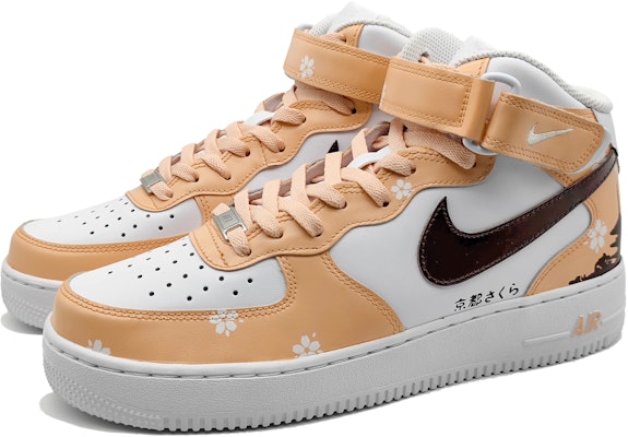 【定製球鞋】 Nike Air Force 1 Mid 空軍一號 東京時刻 櫻花 櫻花塔剪影 板鞋 GS 白粉棕 Lookbook 【定製球鞋】 Nike Air Force 1 Mid 空軍一號 東京時刻 櫻花 櫻花塔剪影 板鞋 GS 白粉棕