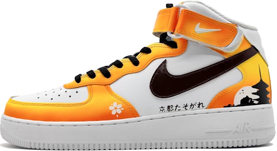 【定制球鞋】 Nike Air Force 1 Mid 空軍一號 東京時刻 黃昏 日落櫻花塔 中幫 板鞋 GS 黃橙黑 Buy 【定制球鞋】 Nike Air Force 1 Mid 空軍一號 東京時刻 黃昏 日落櫻花塔 中幫 板鞋 GS 黃橙黑