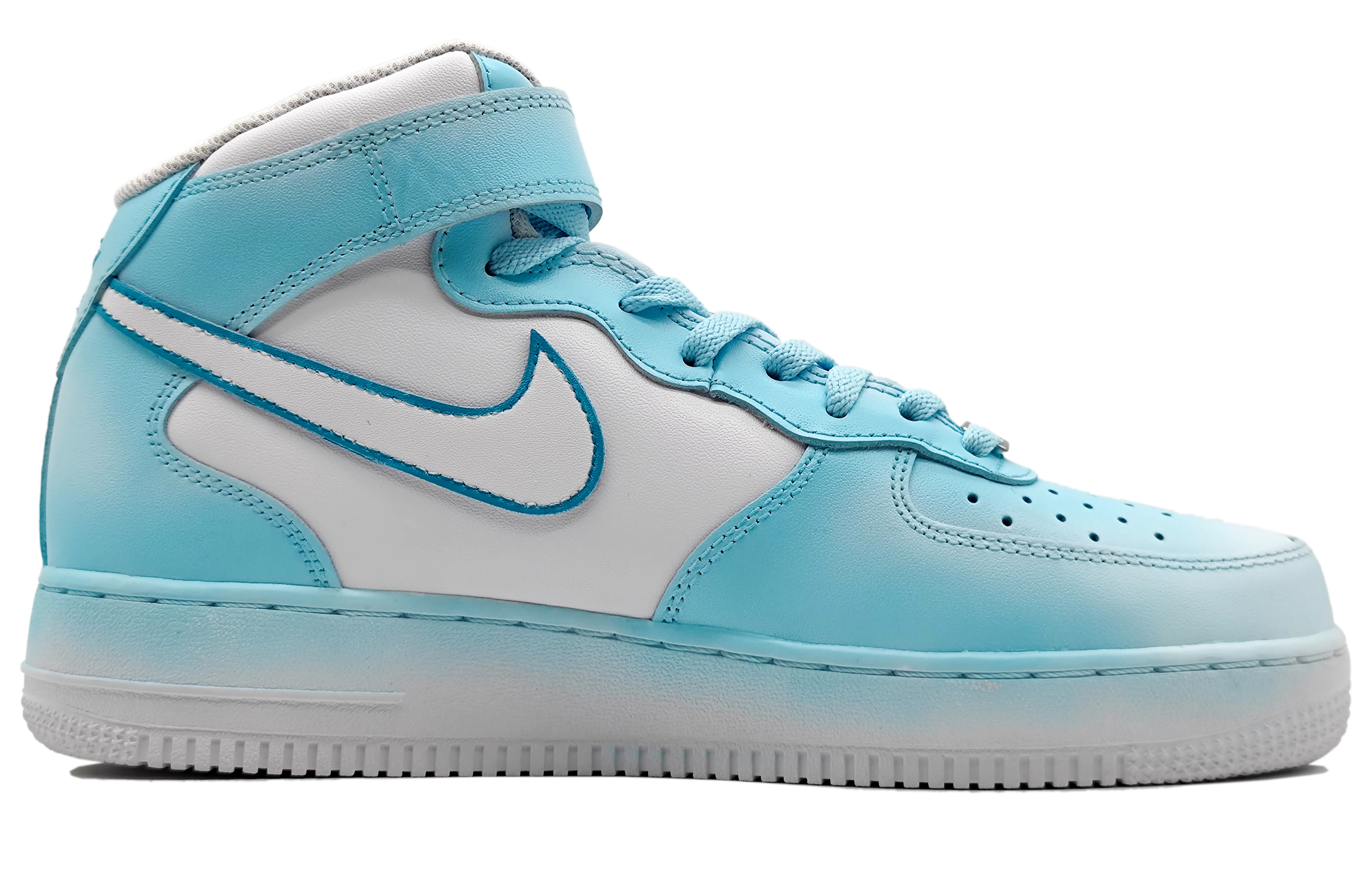 Order [定制鞋款] 耐克空军1中帮 ‘踏梅冰蓝渐变’ CW2289-111(Team16-男款踏雪寻梅)