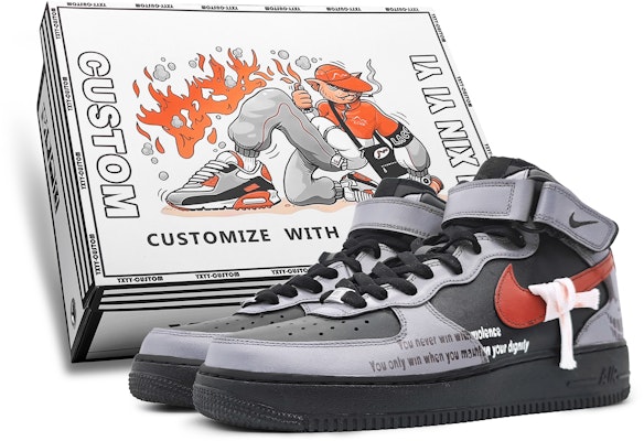 【訂製球鞋】Nike Air Force 1 Mid 空軍一號 戰而不屈 黑武士 繃帶 藝術 低筒 板鞋 男款 紅黑 Buy 【訂製球鞋】Nike Air Force 1 Mid 空軍一號 戰而不屈 黑武士 繃帶 藝術 低筒 板鞋 男款 紅黑