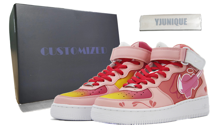 Buy ナイキエアフォース1 ミッド「ウィング グラデーション ピンク」カスタムシューズ CW2289-111（TEAM110-爱即将融SBOX）