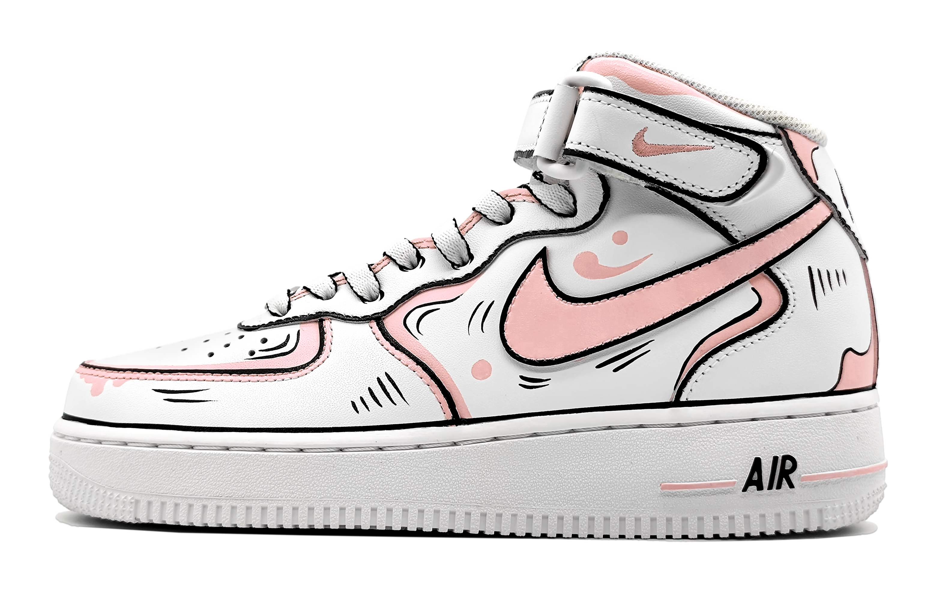 Buy [Custom Sepatu] Nike Air Force 1 Mid LE 'Pink-Grey Anime Dinamis' DH2933-111(Team16-女款动感二次元粉灰)