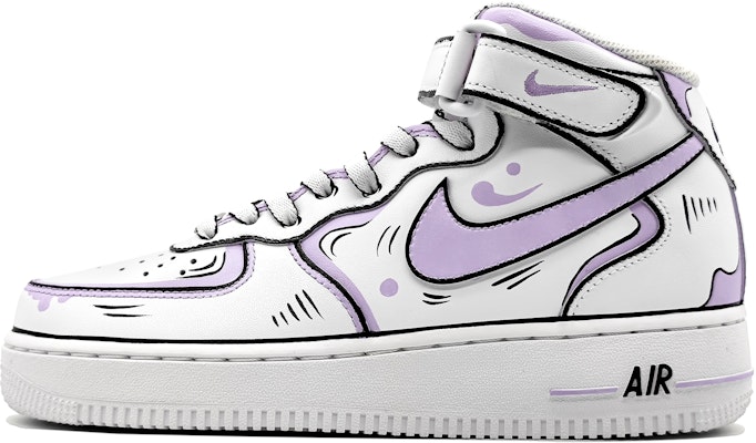 【定制球鞋】Nike Air Force 1 中筒 LE 動感二次元 手繪結構線 墨線 中筒 板鞋 GS 紫灰 Buy 【定制球鞋】Nike Air Force 1 中筒 LE 動感二次元 手繪結構線 墨線 中筒 板鞋 GS 紫灰