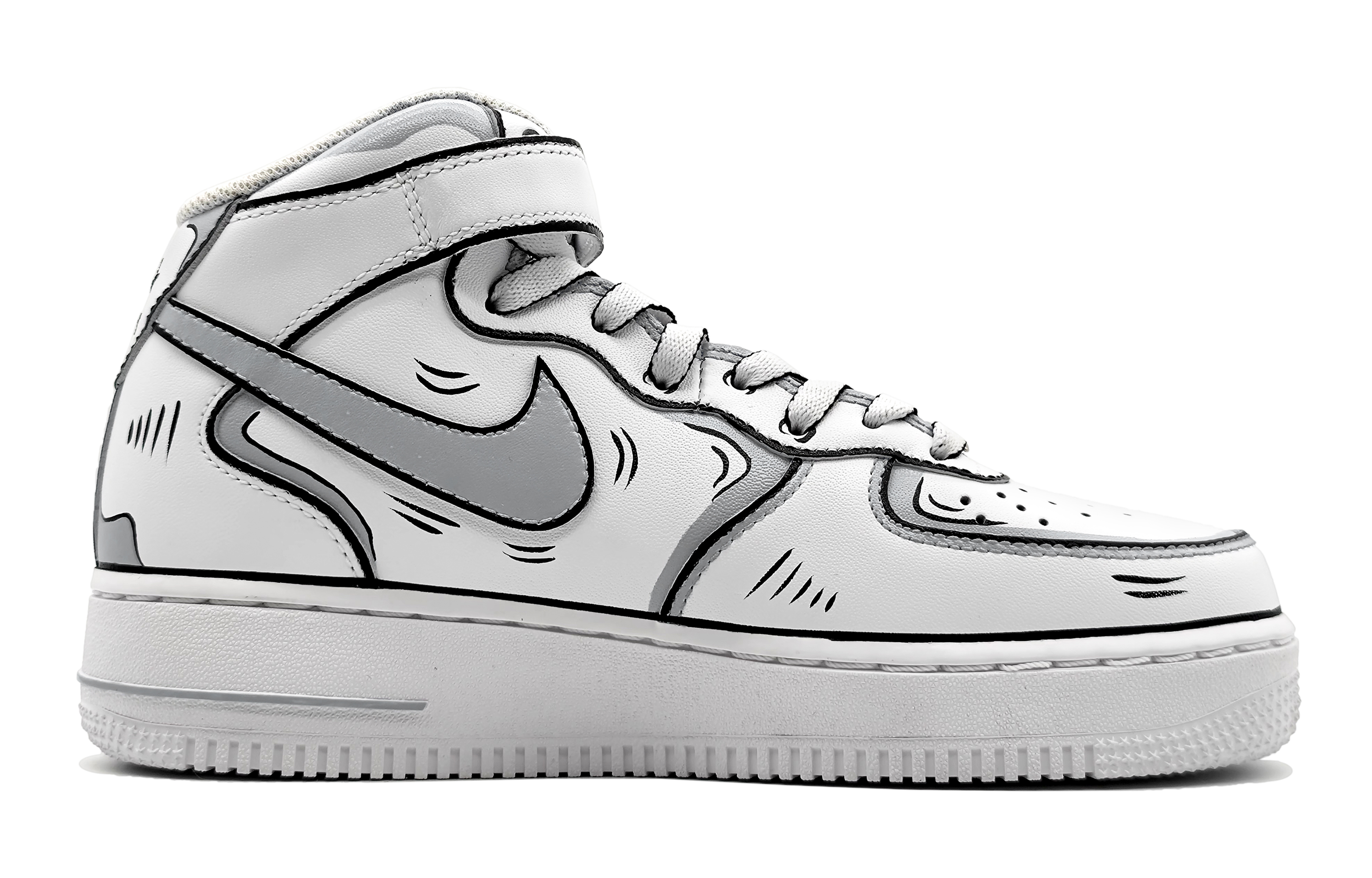 Order [Kasut Custom] Nike Air Force 1 Mid LE 'Dynamic Anime Hitam Kelabu' DH2933-111(Team16-女款动感二次元黑灰)