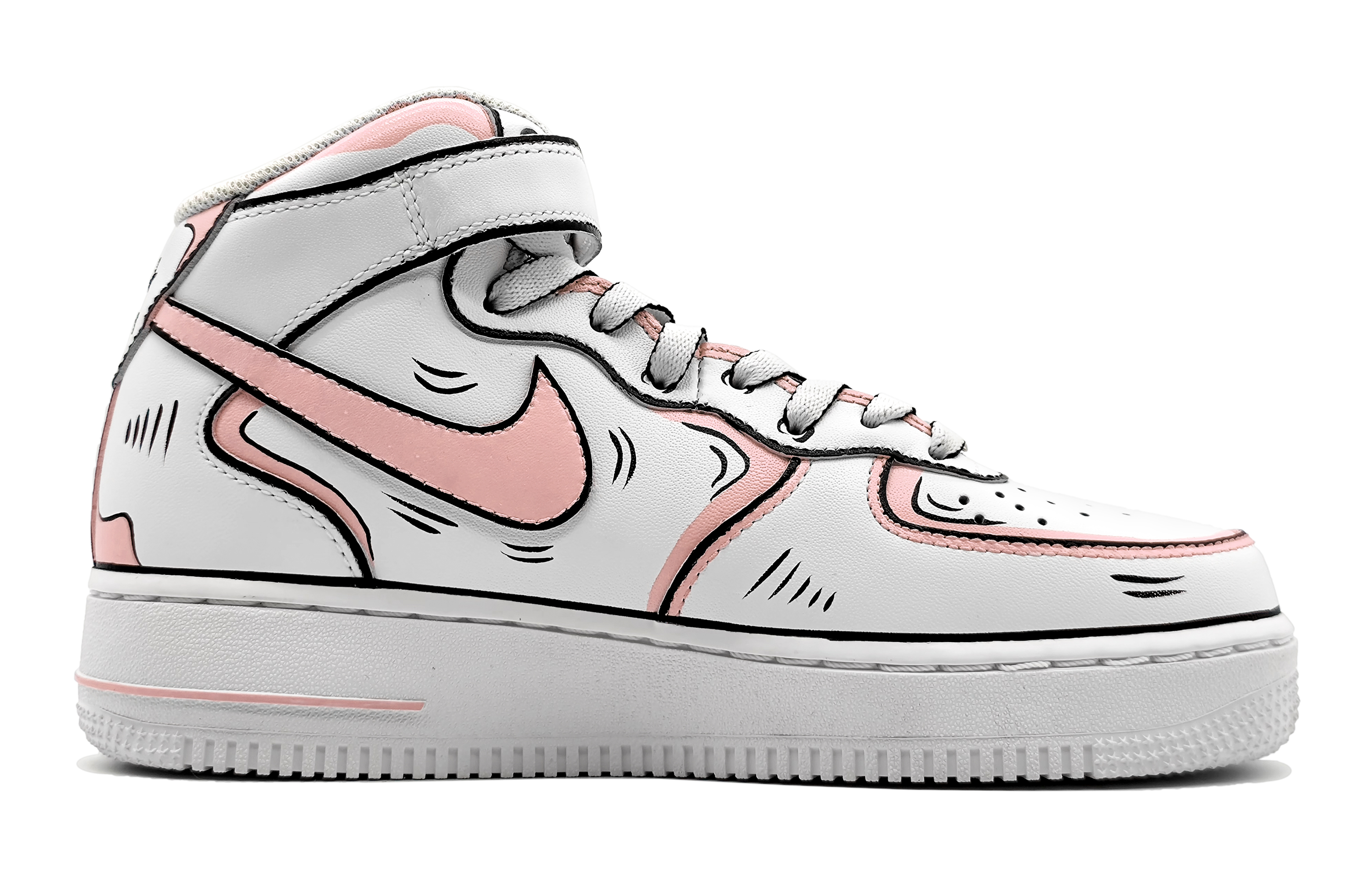 Order [Custom Sepatu] Nike Air Force 1 Mid LE 'Pink-Grey Anime Dinamis' DH2933-111(Team16-女款动感二次元粉灰)