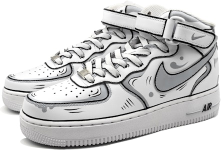 【定制球鞋】Nike Air Force 1 Mid LE 動感二次元 手繪結構線 墨線 中幫 板鞋 GS 黑灰 Lookbook 【定制球鞋】Nike Air Force 1 Mid LE 動感二次元 手繪結構線 墨線 中幫 板鞋 GS 黑灰