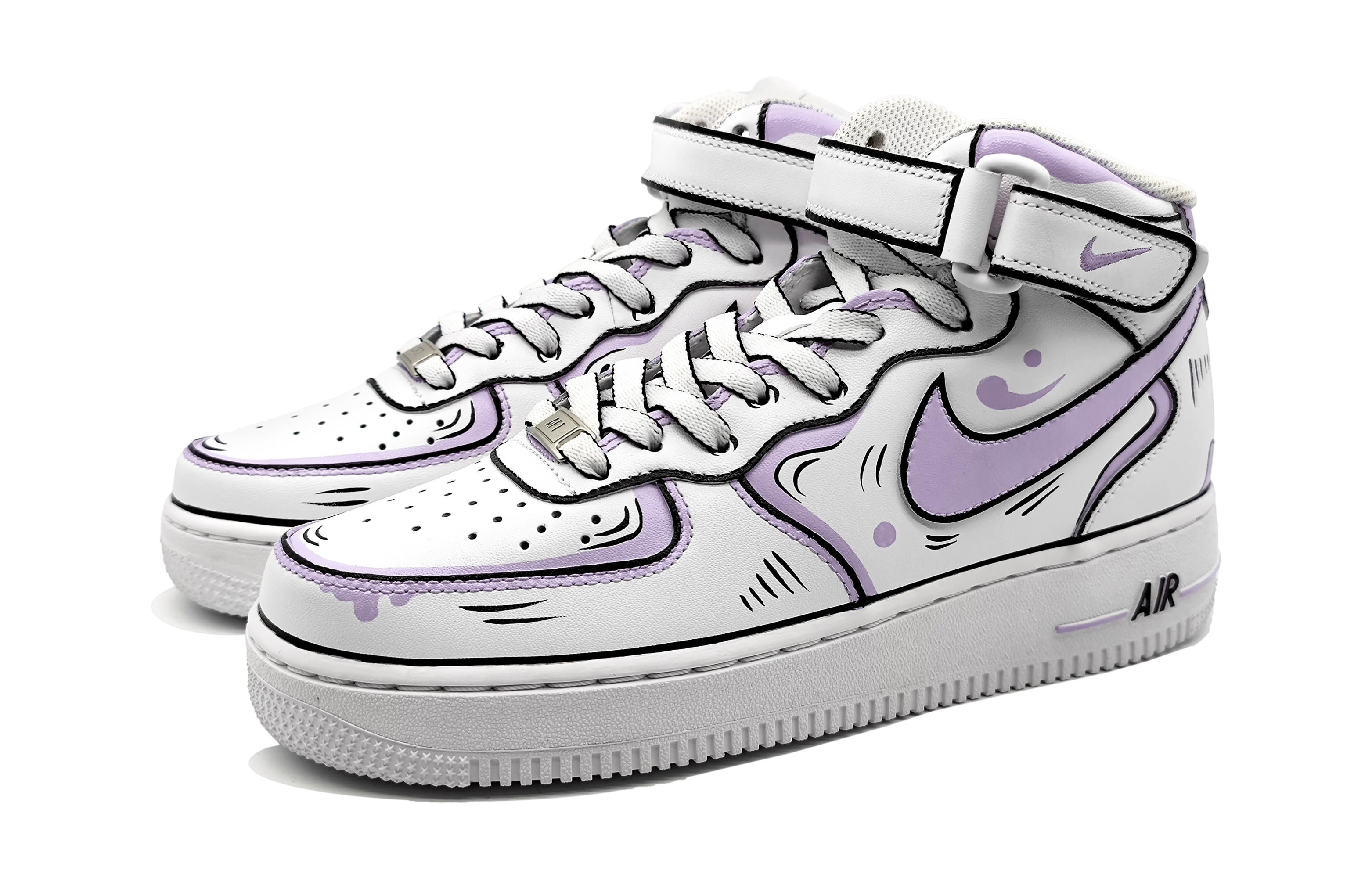 Lookbook [Custom Shoes] Nike Air Force 1 Mid LE 'Anime Dinámico - Púrpura Gris' DH2933-111(Team16-女款动感二次元紫灰)