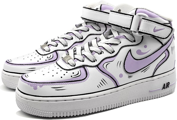 【定制球鞋】Nike Air Force 1 中筒 LE 動感二次元 手繪結構線 墨線 中筒 板鞋 GS 紫灰 Lookbook 【定制球鞋】Nike Air Force 1 中筒 LE 動感二次元 手繪結構線 墨線 中筒 板鞋 GS 紫灰