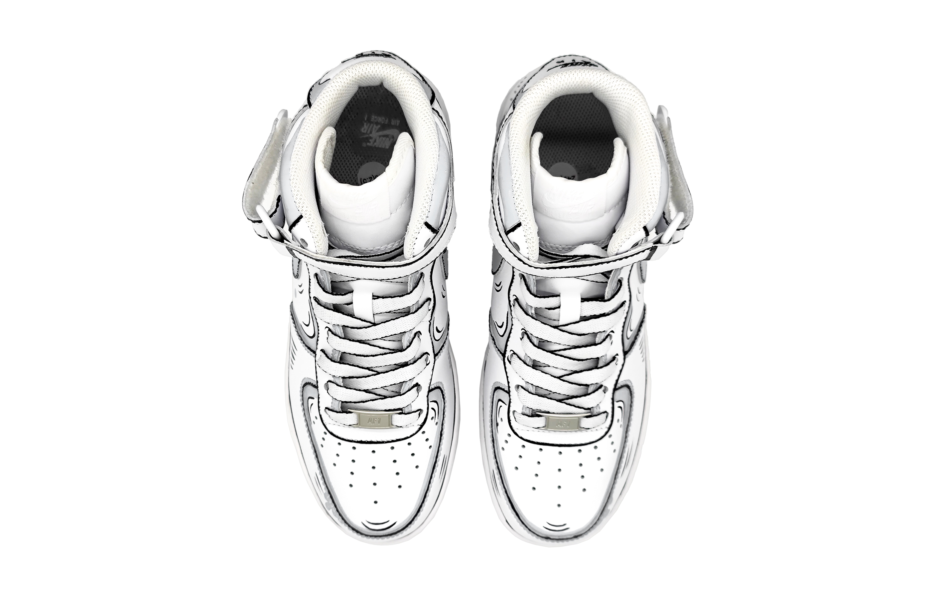 Shop [Kasut Custom] Nike Air Force 1 Mid LE 'Dynamic Anime Hitam Kelabu' DH2933-111(Team16-女款动感二次元黑灰)