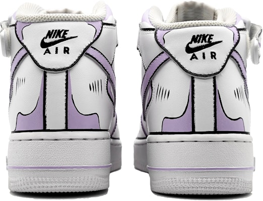 【定制球鞋】Nike Air Force 1 中筒 LE 動感二次元 手繪結構線 墨線 中筒 板鞋 GS 紫灰 Purchase 【定制球鞋】Nike Air Force 1 中筒 LE 動感二次元 手繪結構線 墨線 中筒 板鞋 GS 紫灰