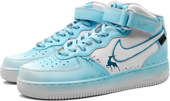 나이키 에어포스 1 미드 LE '아이스 블루 그라데이션' (커스텀) DH2933-111(Team16-女款踏雪寻梅) Lookbook 나이키 에어포스 1 미드 LE '아이스 블루 그라데이션' (커스텀) DH2933-111(Team16-女款踏雪寻梅)