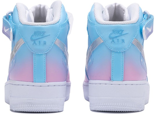 【定制球鞋】Nike Air Force 1 Mid LE 空軍一號 CS 星星 小香風 鐳射 手繪噴繪貼布 中幫 板鞋 GS 白藍粉 Shop 【定制球鞋】Nike Air Force 1 Mid LE 空軍一號 CS 星星 小香風 鐳射 手繪噴繪貼布 中幫 板鞋 GS 白藍粉