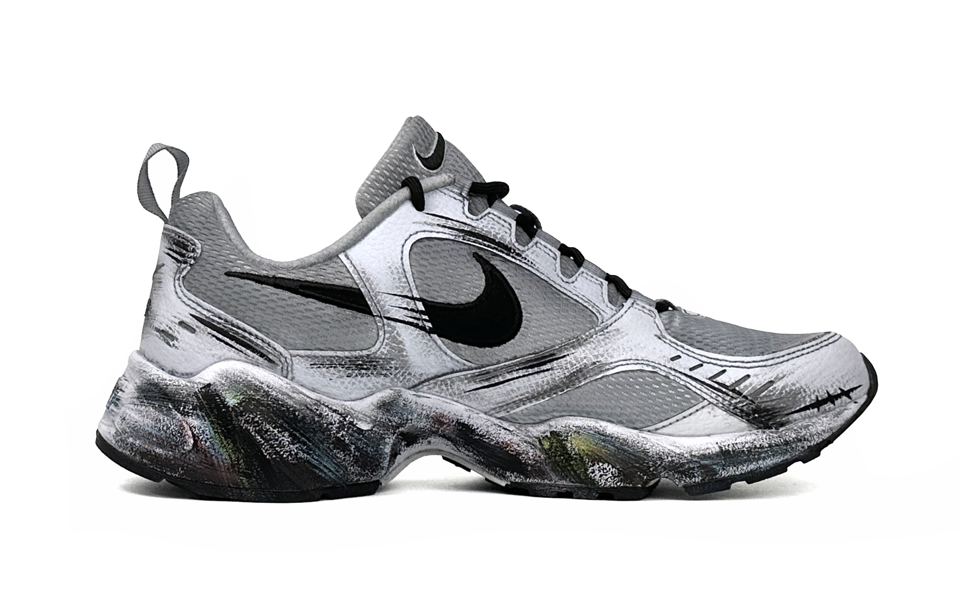 Lookbook [Sepatu Kustom] Nike Air Heights 'Grafiti Abu-Abu-Hitam' AT4522-101(Team11-涂鸦语录男款灰黑)