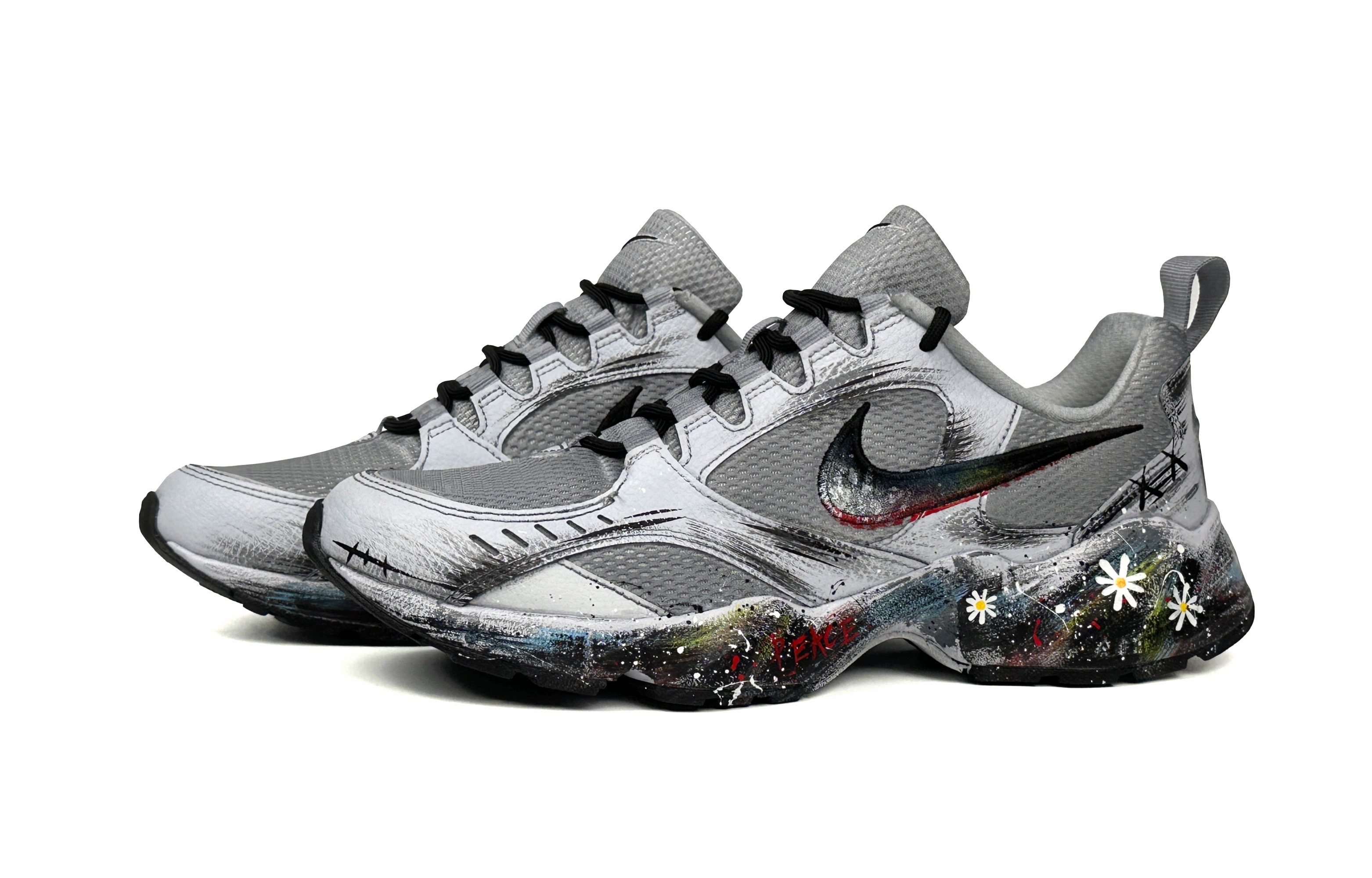Shop [Sepatu Kustom] Nike Air Heights 'Grafiti Abu-Abu-Hitam' AT4522-101(Team11-涂鸦语录男款灰黑)
