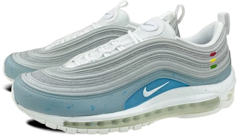 【定製球鞋】Nike Air Max 97 白子彈 低幫 潑墨 運動 低幫 跑步鞋 男女同款 灰藍 Lookbook 【定製球鞋】Nike Air Max 97 白子彈 低幫 潑墨 運動 低幫 跑步鞋 男女同款 灰藍