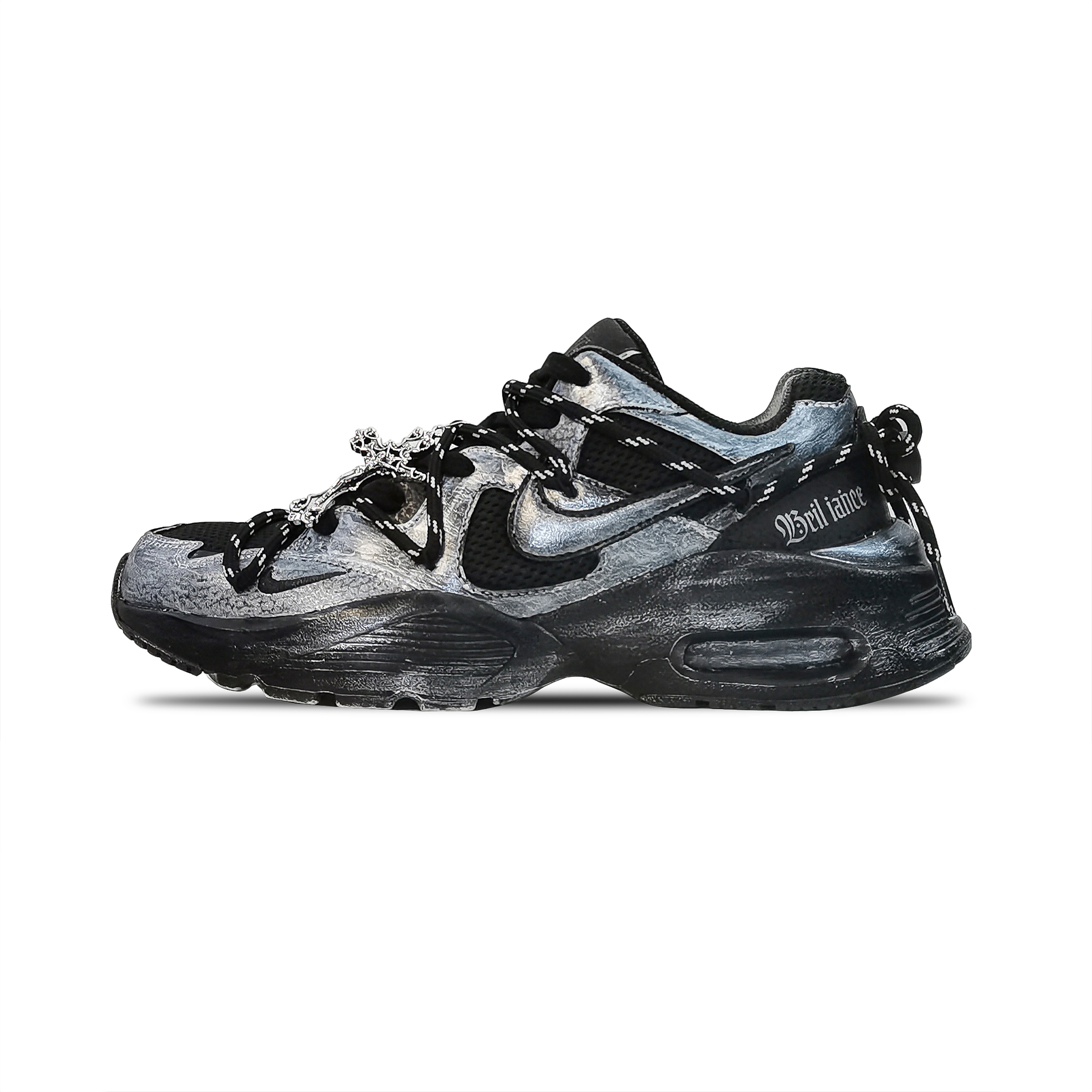[Custom Shoes] Nike Air Max Fusion 'Cross Metallic Deconstruct Black Silver' CJ1670-102-478334