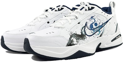 【訂製球鞋】Nike Air Monarch 4 球場精靈 四大神獸之青龍 低筒 老爸鞋 男女通款 藏藍 Shop 【訂製球鞋】Nike Air Monarch 4 球場精靈 四大神獸之青龍 低筒 老爸鞋 男女通款 藏藍