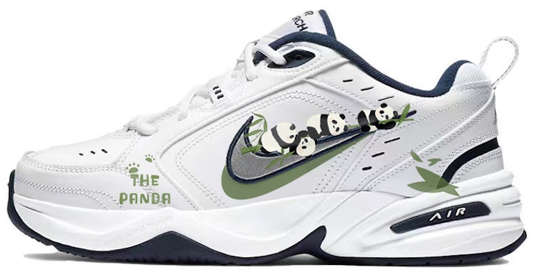 【訂製球鞋】Nike Air Monarch 4 皮革 竹林雙鉤 抱竹熊貓 防滑耐磨 低筒 老爹鞋 男女同款 藍白 Order 【訂製球鞋】Nike Air Monarch 4 皮革 竹林雙鉤 抱竹熊貓 防滑耐磨 低筒 老爹鞋 男女同款 藍白