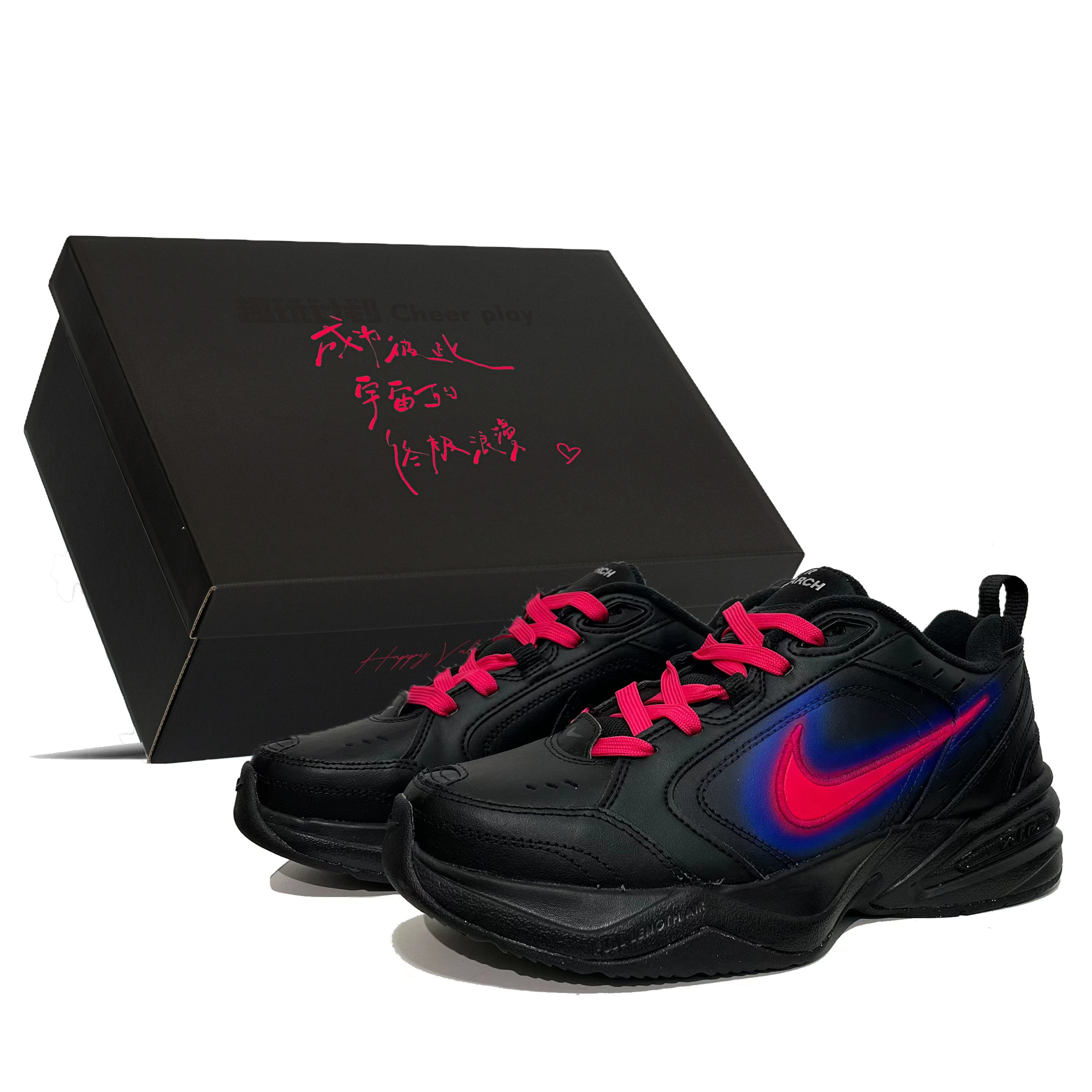 Buy Nike Air Monarch 4 Personalizadas "Romance Negro-Rosa" 415445-001(Team61-迷幻爱恋S-BOX)