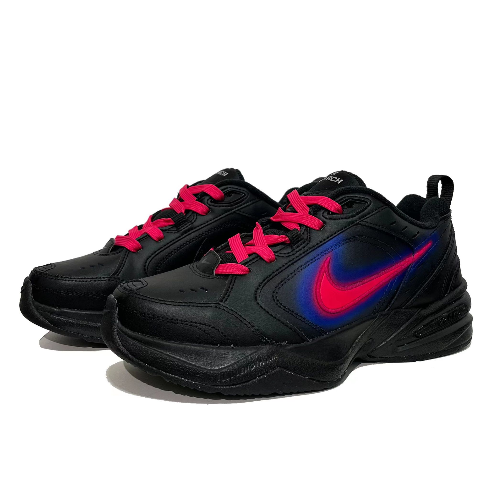 Shop Nike Air Monarch 4 Personalizadas "Romance Negro-Rosa" 415445-001(Team61-迷幻爱恋S-BOX)